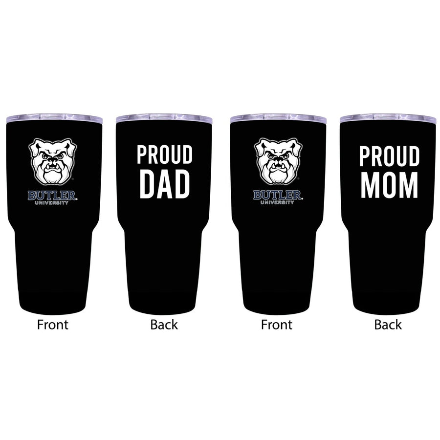 Butler Bulldogs Proud Parent 24 oz Insulated Tumblers Set - Black Mom and Dad Edition Image 1