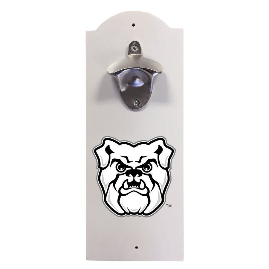 Butler Bulldogs Wall-Mounted Bottle Opener  Sturdy Metal with Decorative Wood Base for Home Bars Rec Rooms and Fan Image 1