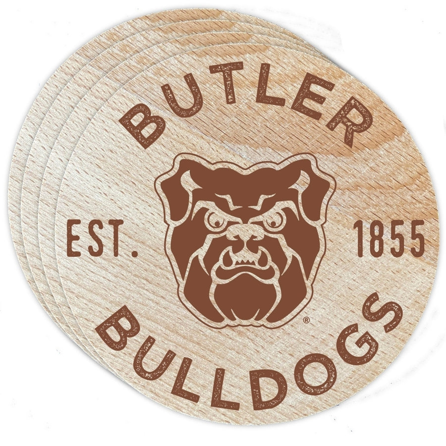 Butler Bulldogs Officially Licensed Wood Coasters (4-Pack) - Laser Engraved Never Fade Design Image 1