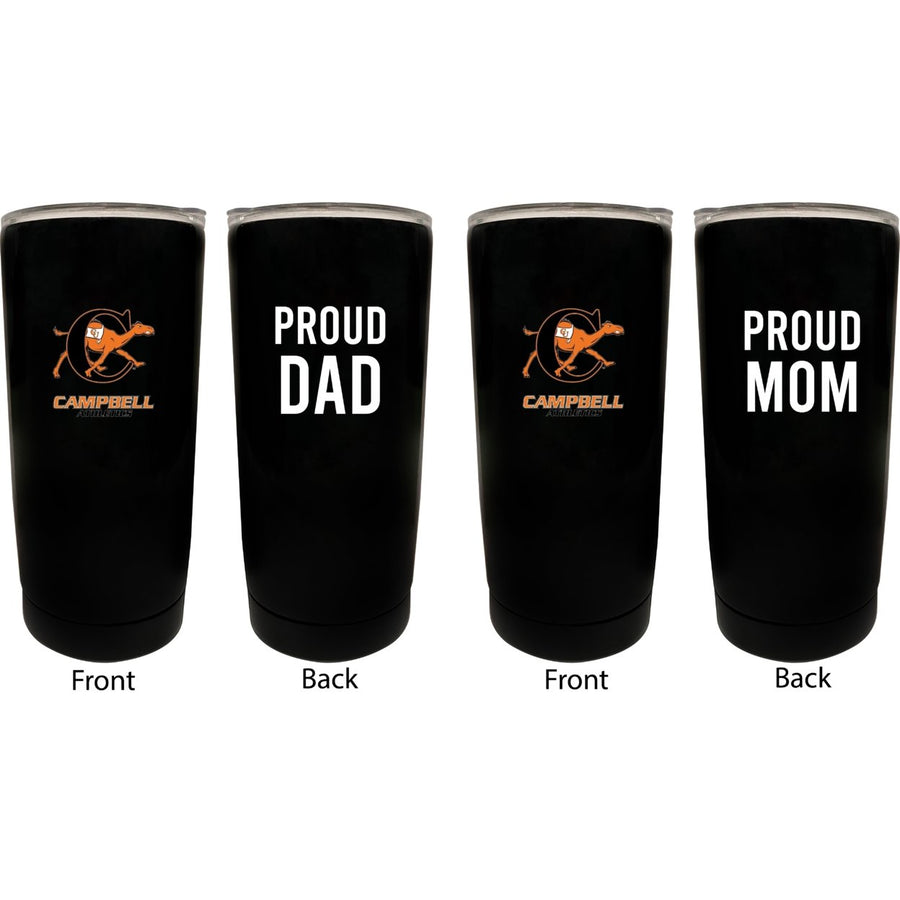 Campbell University Fighting Camels NCAA Insulated Tumbler - 16oz Stainless Steel Travel Mug Proud Mom and Dad Design Image 1