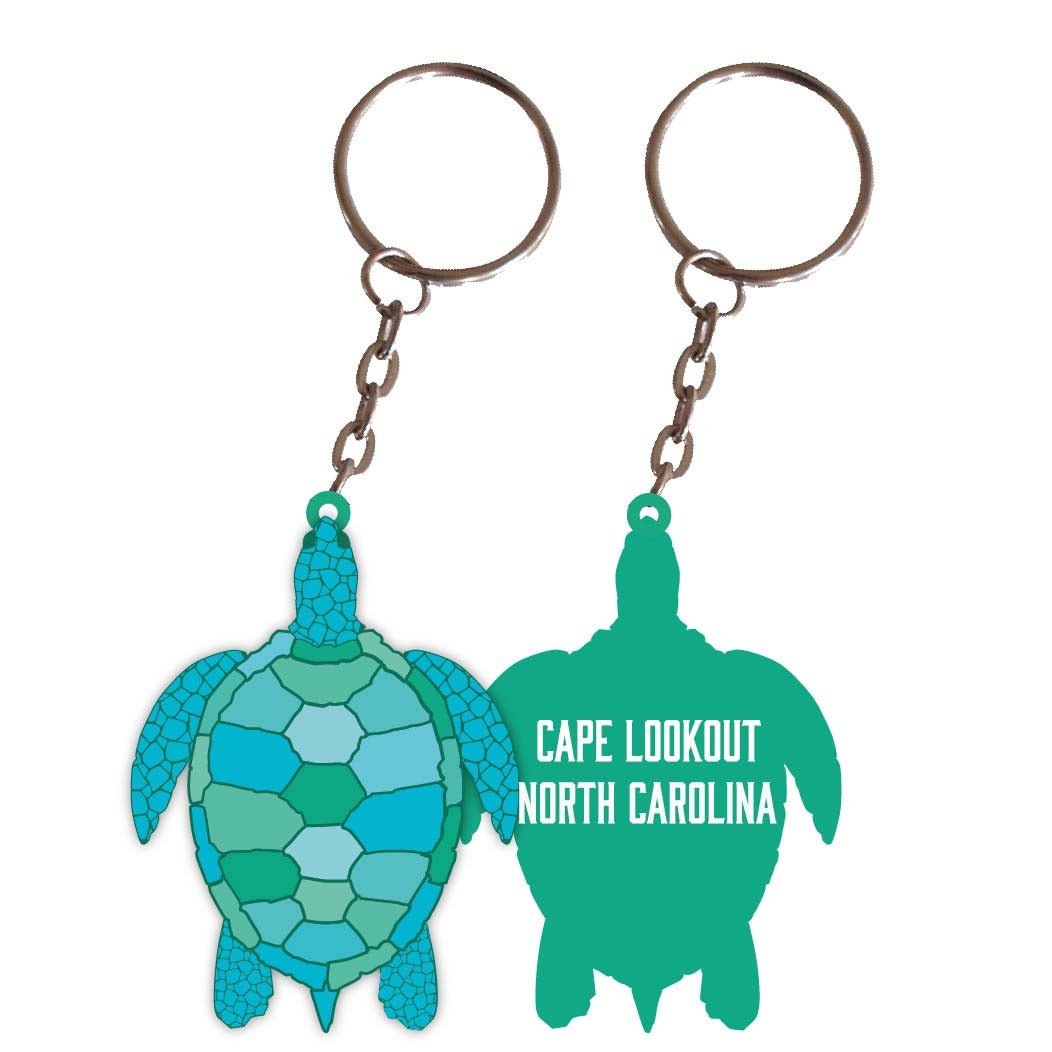 Cape Lookout North Carolina Turtle Metal Keychain Image 1