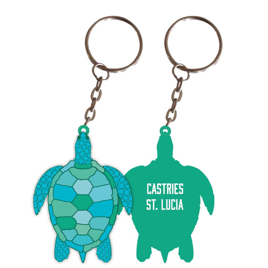 Castries St. Lucia Turtle Metal Keychain Image 1