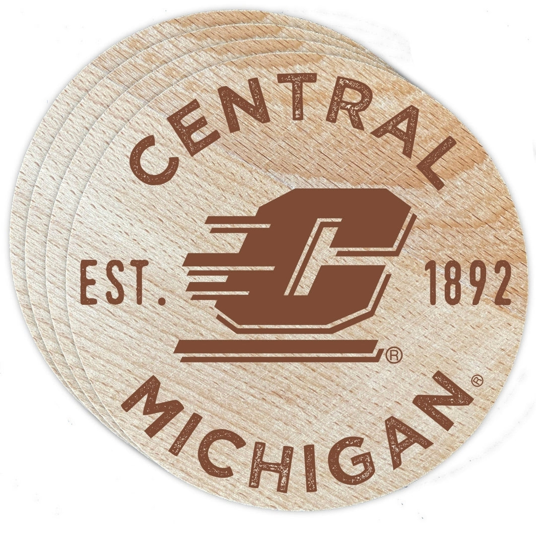 Central Michigan University Officially Licensed Wood Coasters (4-Pack) - Laser Engraved Never Fade Design Image 1