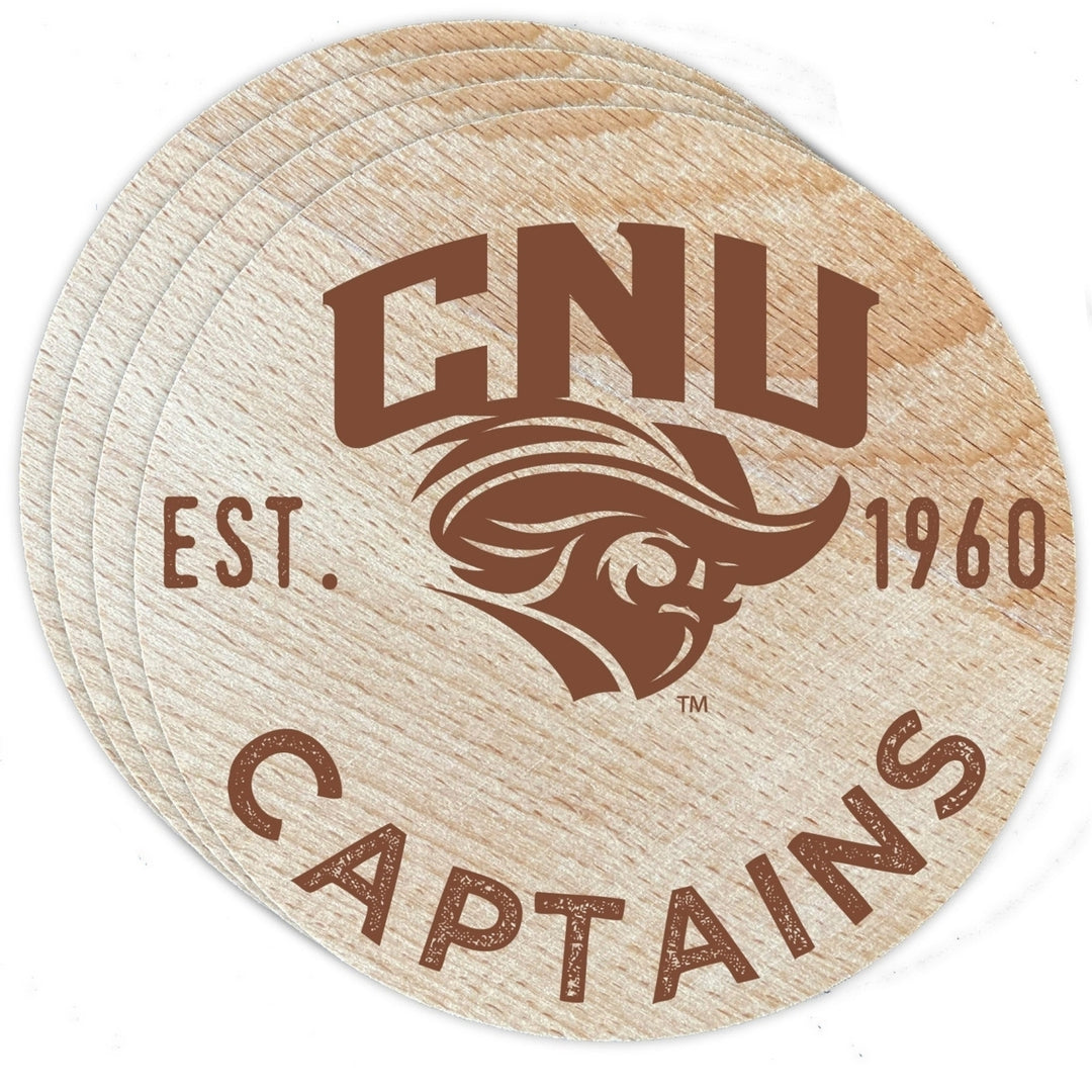 Christopher Newport Captains Officially Licensed Wood Coasters (4-Pack) - Laser Engraved Never Fade Design Image 1