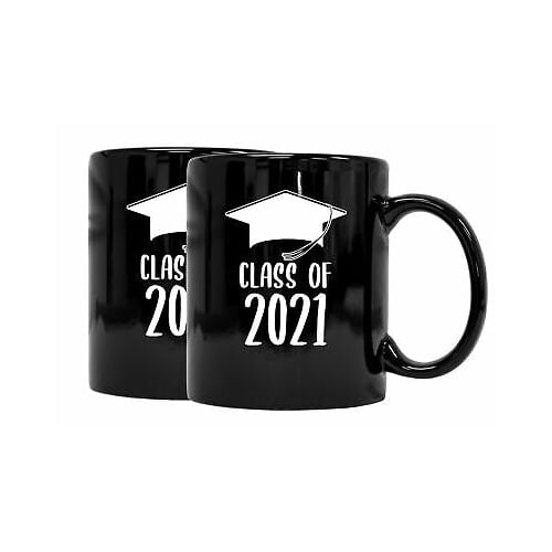 Class of 2021 Graduation Ceramic Black Coffee Mug Set Of 2 Image 1