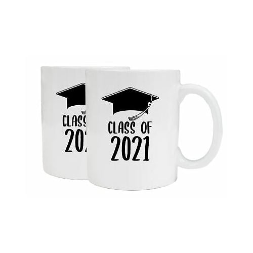 Class of 2021 Graduation Ceramic White Coffee Mug Set Of 2 Image 1