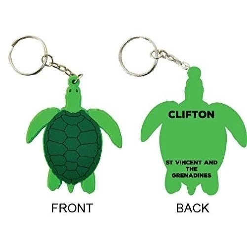 Clifton St Vincent and The Grenadines Souvenir Green Turtle Keychain Image 1