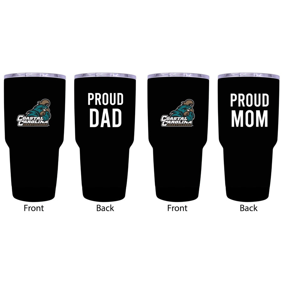 Coastal Carolina University Proud Parent 24 oz Insulated Tumblers Set - Black Mom and Dad Edition Image 1