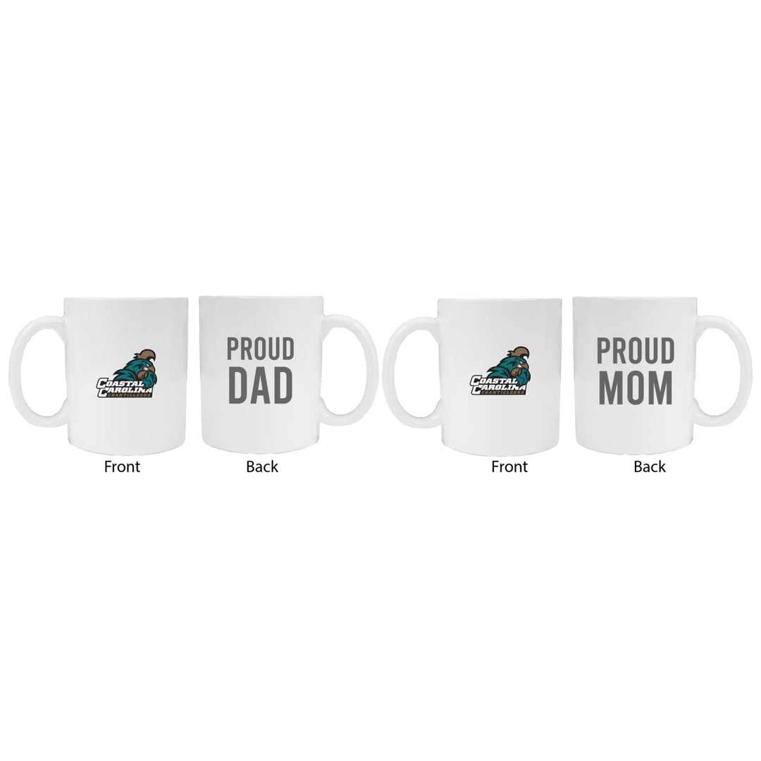 Coastal Carolina University Proud Mom And Dad White Ceramic Coffee Mug 2 pack (White) Image 1