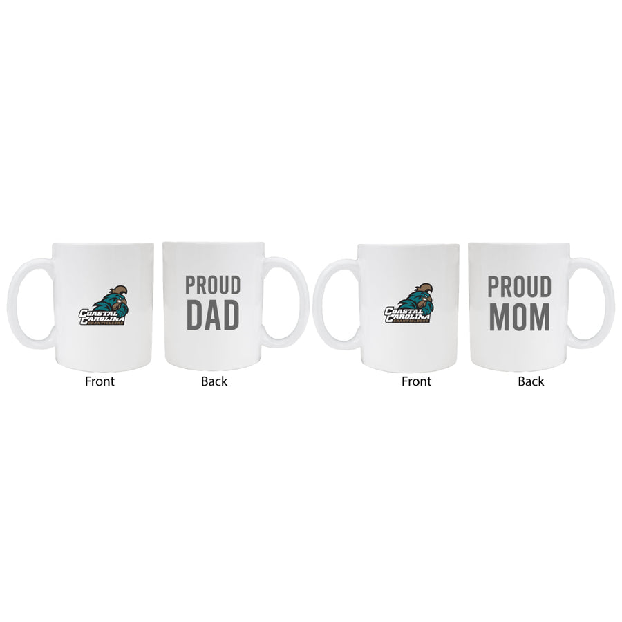 Coastal Carolina University Proud Mom And Dad White Ceramic Coffee Mug 2 pack (White) Image 1