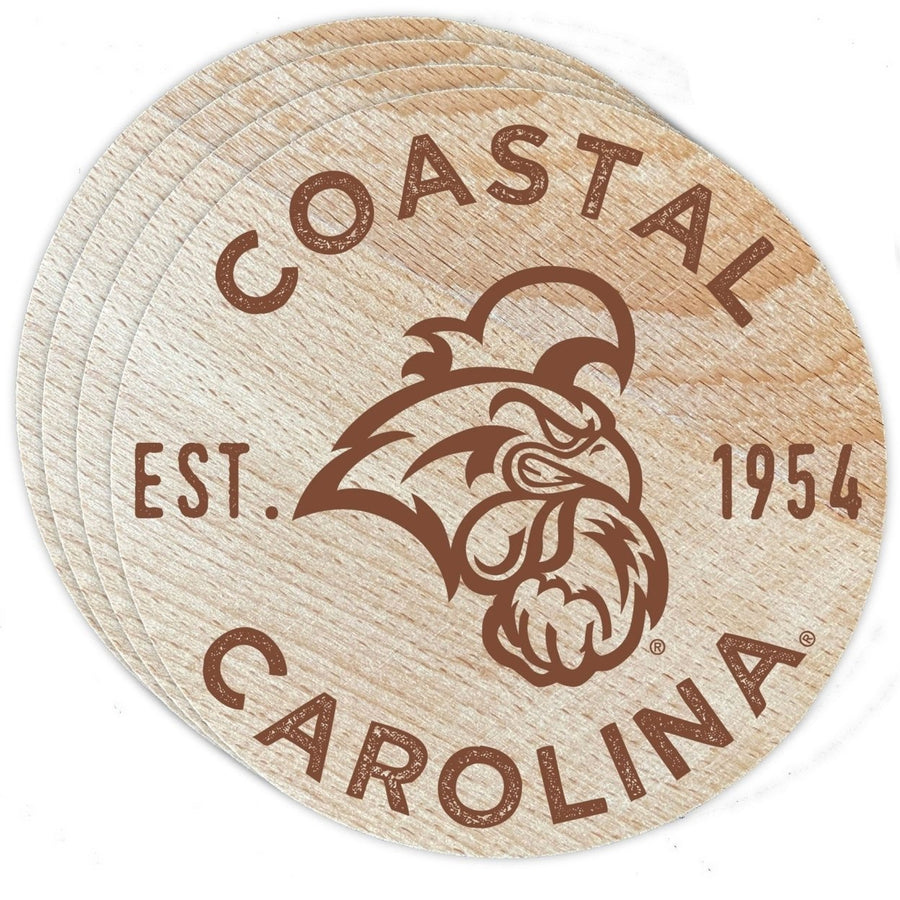 Coastal Carolina University Wood Coaster Engraved 4 Pack Image 1
