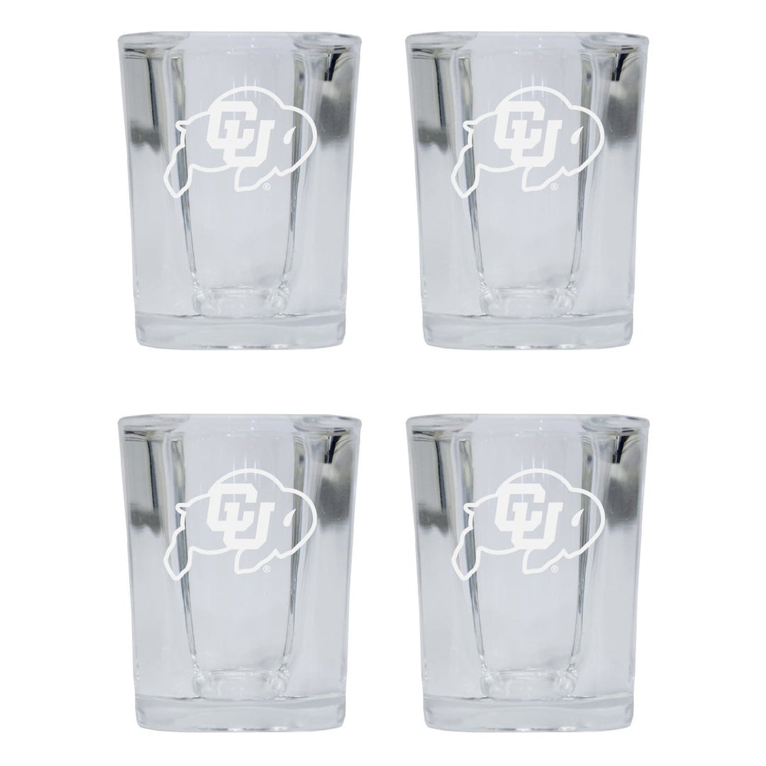 Colorado Buffaloes NCAA Collectors Edition 2oz Square Shot Glass - Laser Etched Logo 4-Pack Image 1