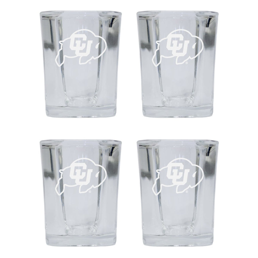 Colorado Buffaloes NCAA Collectors Edition 2oz Square Shot Glass - Laser Etched Logo 4-Pack Image 1