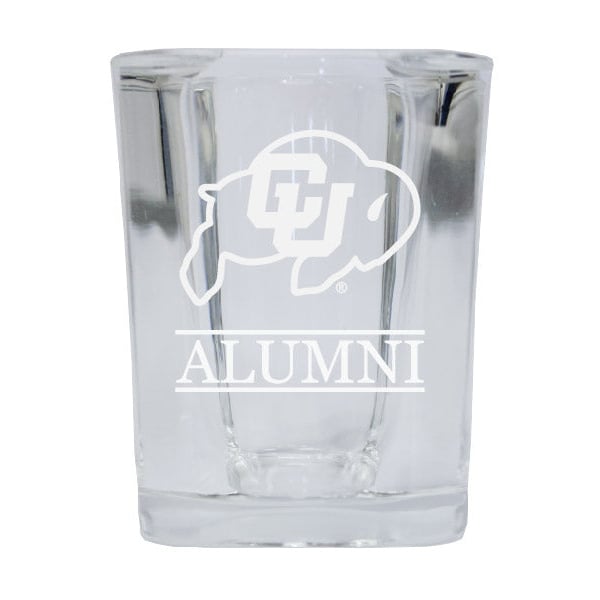 NCAA Colorado Buffaloes Alumni 2oz Laser Etched Square Shot Glass Image 1