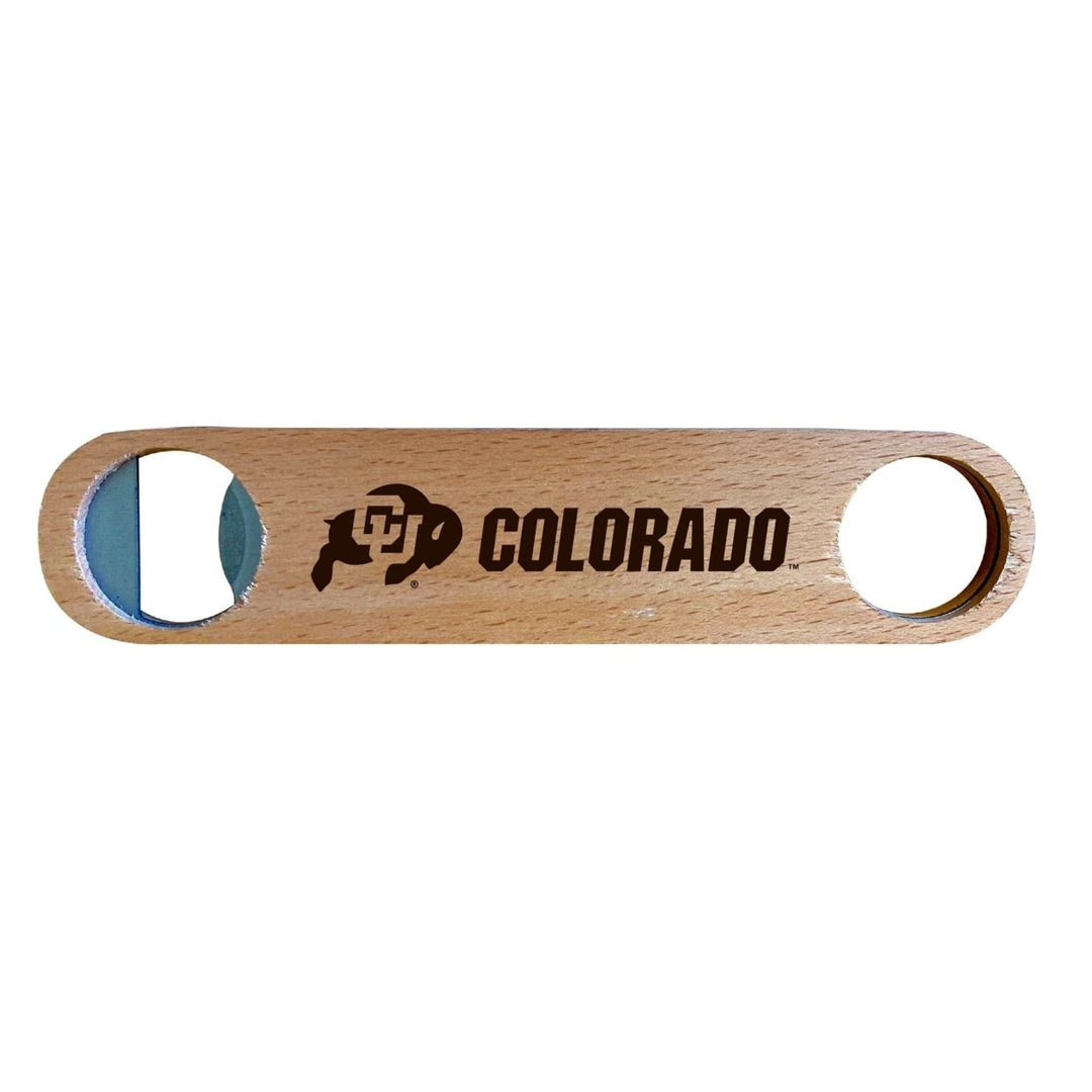Colorado Buffaloes Laser Etched Wooden Bottle Opener College Logo Design Image 1