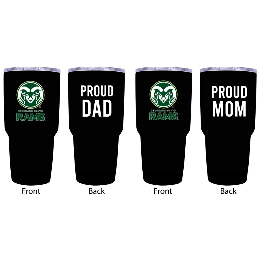 Colorado State Rams Proud Parent 24 oz Insulated Tumblers Set - Black Mom and Dad Edition Image 1