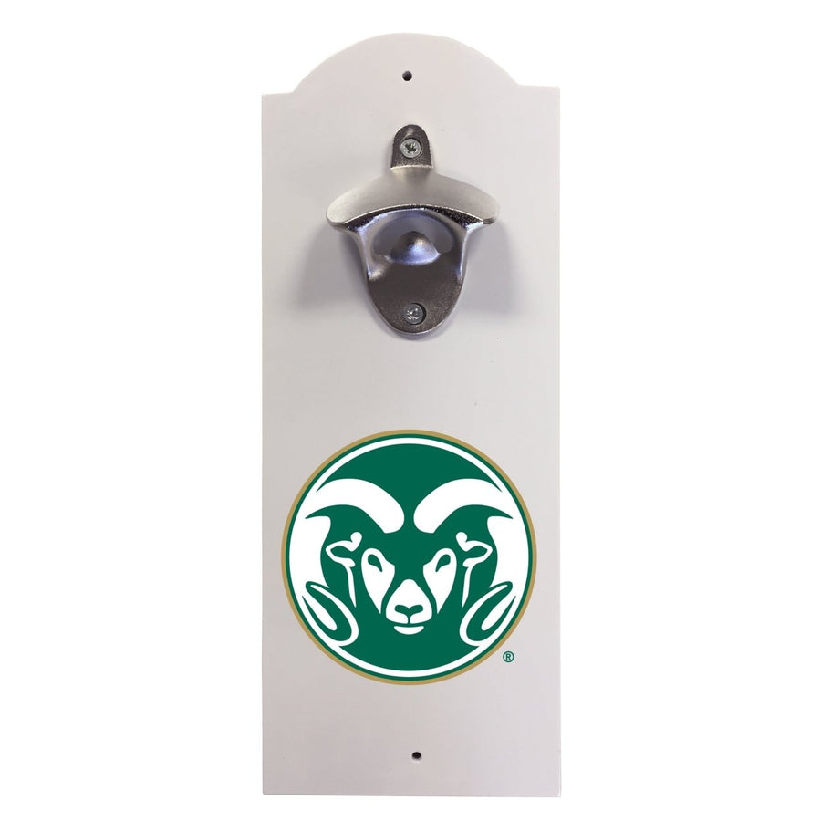 Colorado State Rams Wall-Mounted Bottle Opener  Sturdy Metal with Decorative Wood Base for Home BarsRec Rooms and Fan Image 1