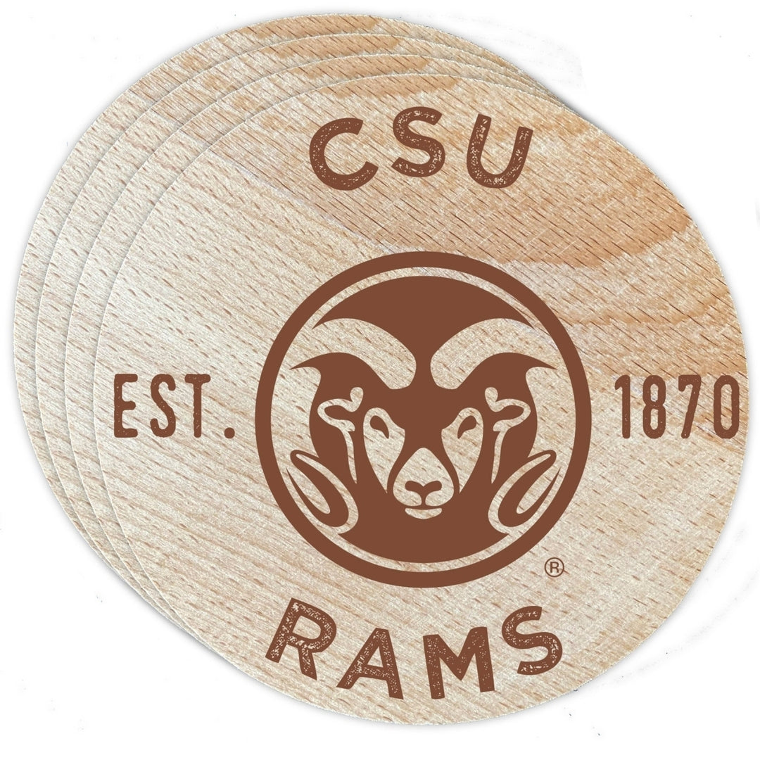 Colorado State Rams Officially Licensed Wood Coasters (4-Pack) - Laser Engraved Never Fade Design Image 1