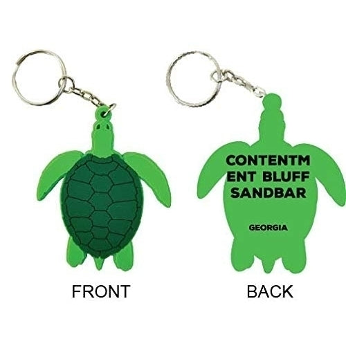 Contentment Bluff Sandbar Georgia Souvenir Green Turtle Keychain Image 1