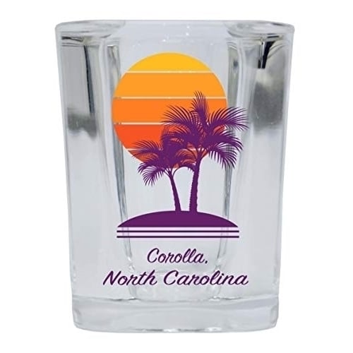 Corolla North Carolina Souvenir 2 Ounce Square Shot Glass Palm Design Image 1