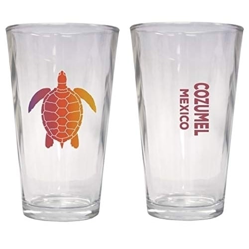 Cozumel Mexico Souvenir 16 oz Pint Glass Turtle Design Image 1