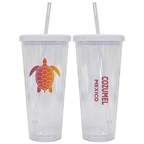 Cozumel Mexico Souvenir 24 oz Reusable Plastic Tumbler With Straw and Lid Image 1