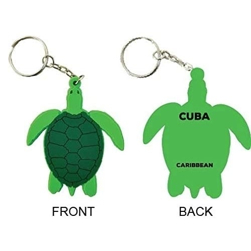 Cuba Caribbean Souvenir Green Turtle Keychain Image 1