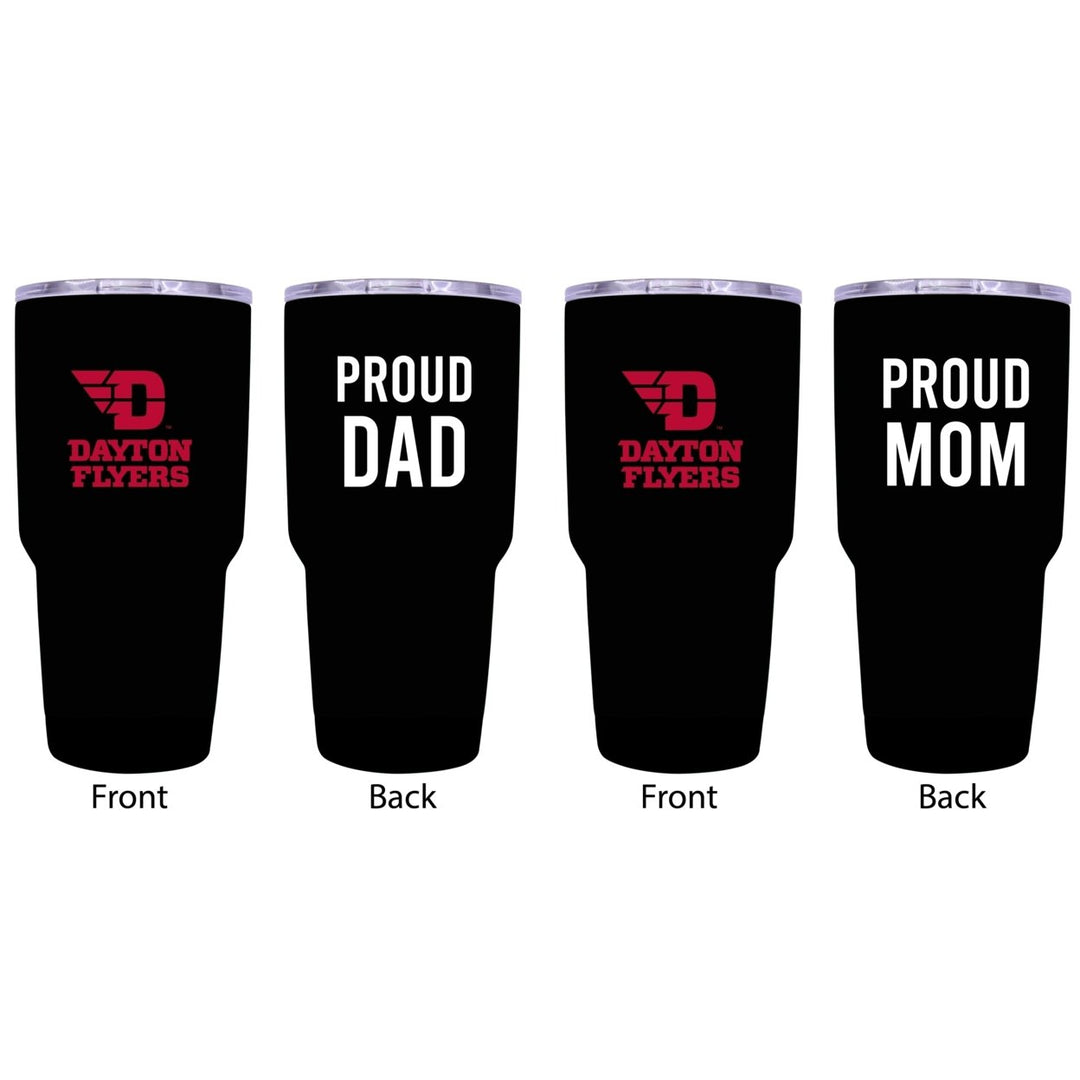 Dayton Flyers Proud Parent 24 oz Insulated Tumblers Set - Black Mom and Dad Edition Image 1