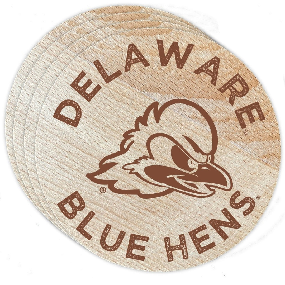 Delaware Blue Hens Wood Coaster Engraved 4 Pack Image 1