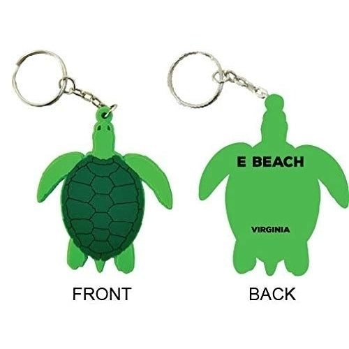 E Beach Virginia Souvenir Green Turtle Keychain Image 1