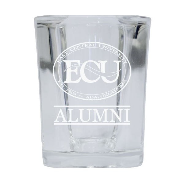 NCAA East Central University Tigers Alumni 2oz Laser Etched Square Shot Glass 4-Pack Image 1