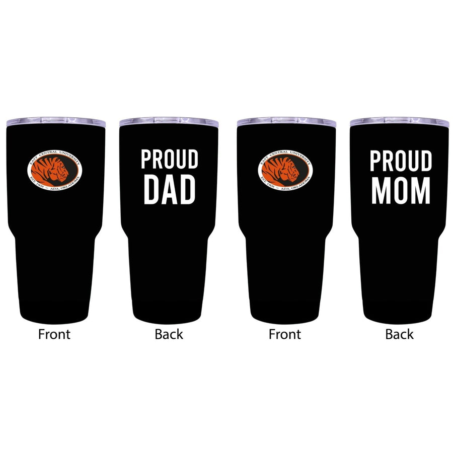 East Central University Tigers Proud Parent 24 oz Insulated Tumblers Set - Black Mom and Dad Edition Image 1