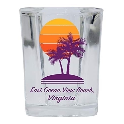 East Ocean View Beach Virginia Souvenir 2 Ounce Square Shot Glass Palm Design Image 1