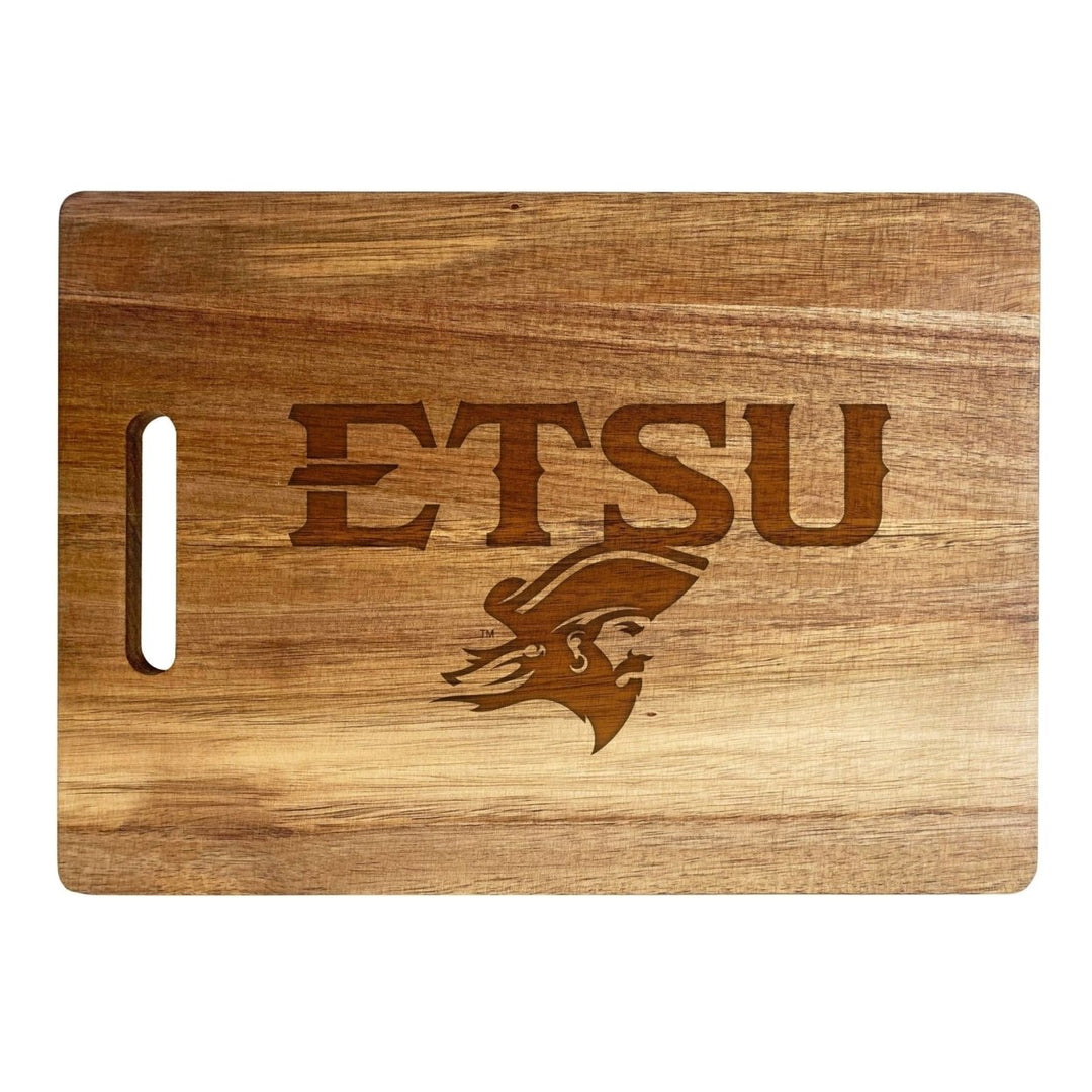 East Tennessee State University Engraved Wooden Cutting Board 10" x 14" Acacia Wood - Large Engraving Image 1