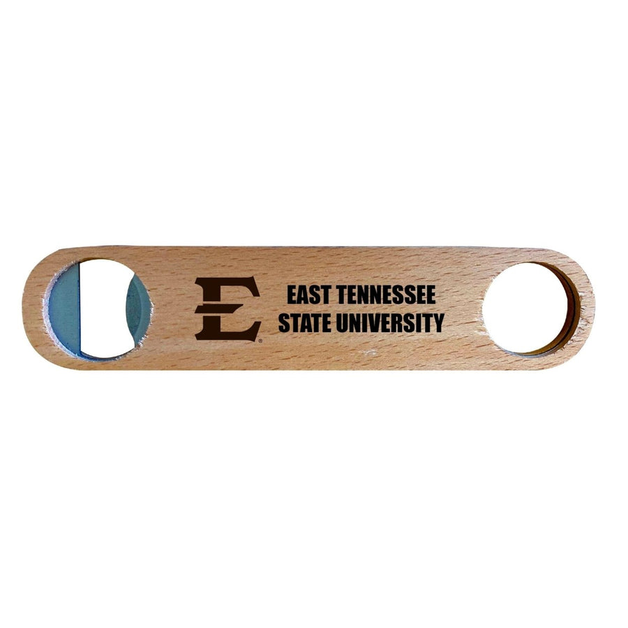 East Tennessee State University NCAA Elegant Laser-Etched Wooden Bottle Opener - Collegiate Bar Accessory Image 1