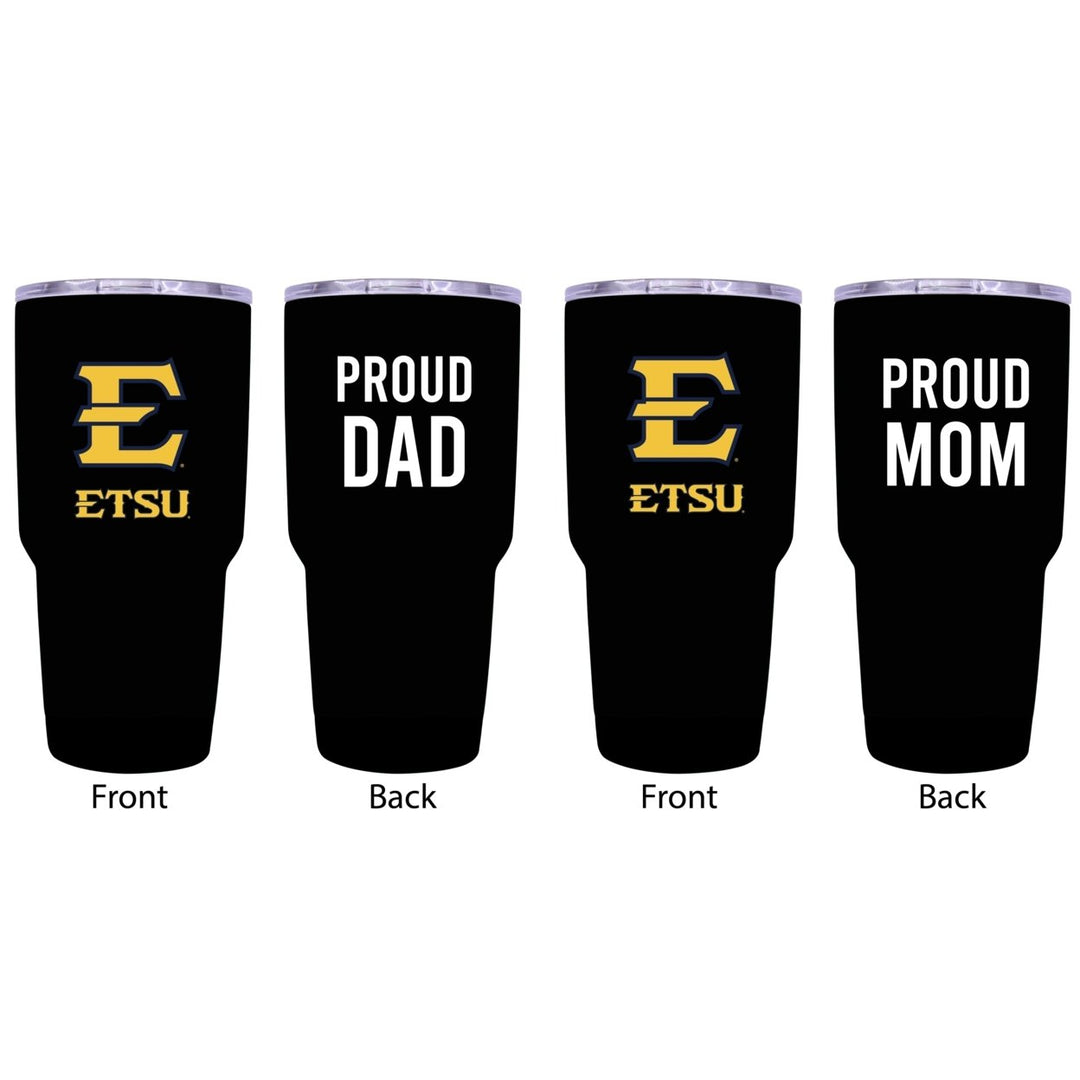 East Tennessee State University Proud Parent 24 oz Insulated Tumblers Set - Black Mom and Dad Edition Image 1