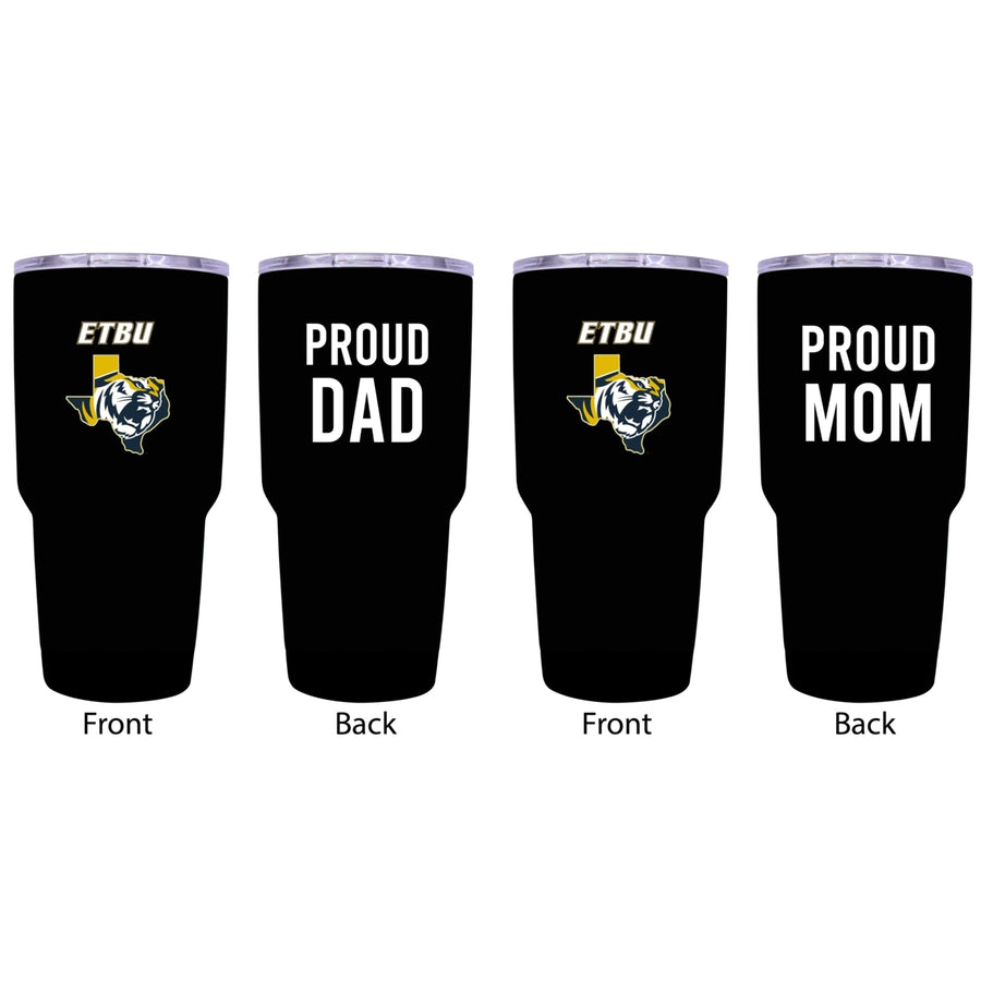 East Texas Baptist University Proud Parent 24 oz Insulated Tumblers Set - Black Mom and Dad Edition Image 1