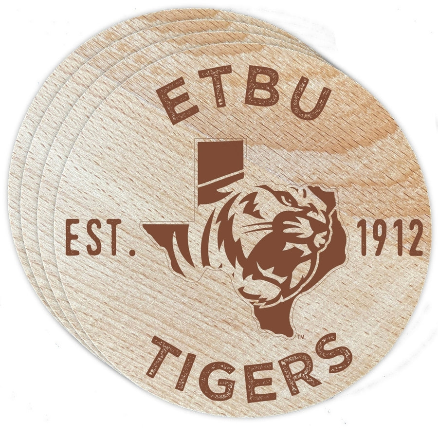 East Texas Baptist University Officially Licensed Wood Coasters (4-Pack) - Laser Engraved Never Fade Design Image 1