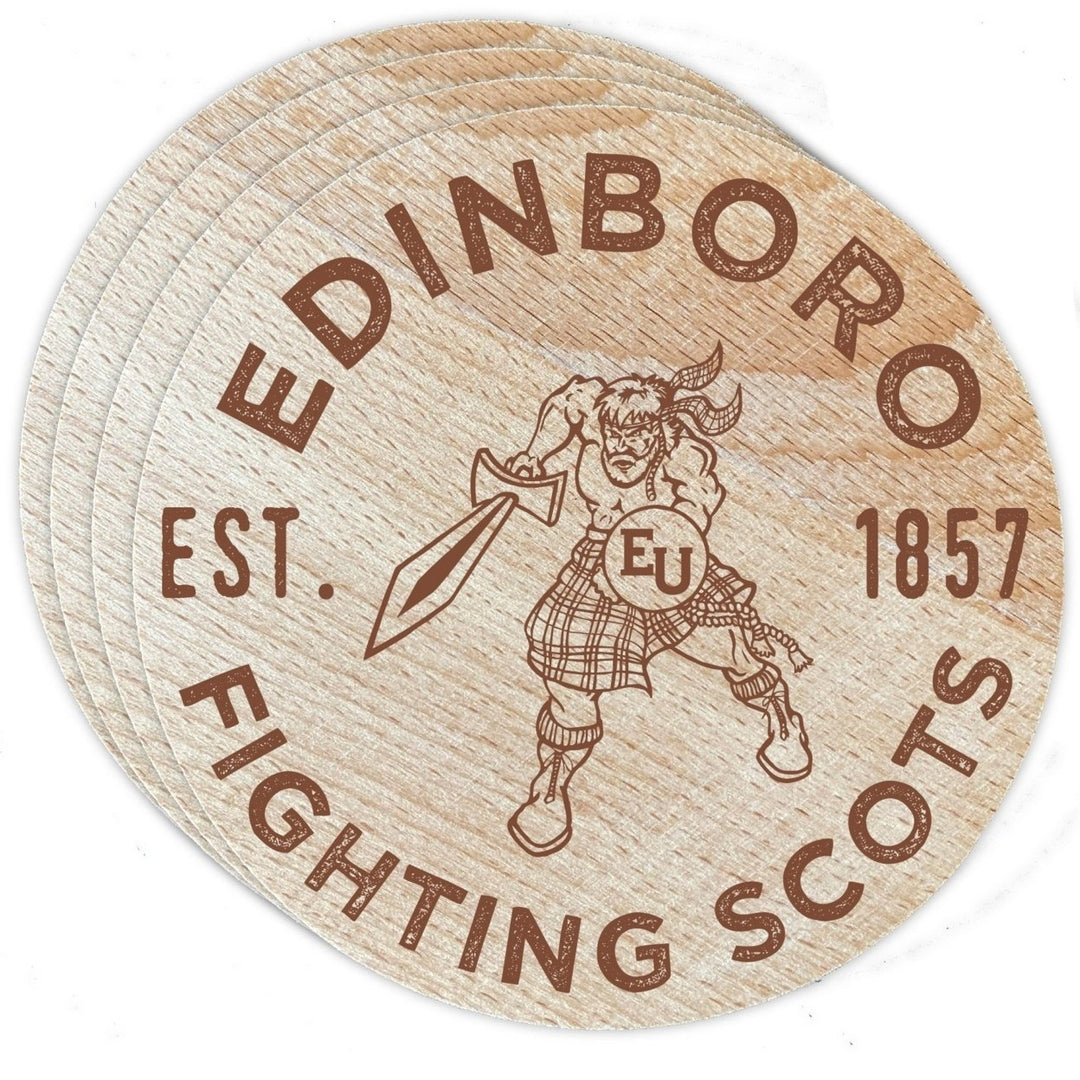 Edinboro University Officially Licensed Wood Coasters (4-Pack) - Laser EngravedNever Fade Design Image 1