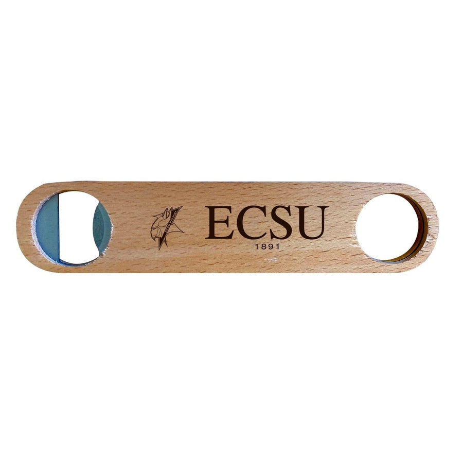 Elizabeth City State University Laser Etched Wooden Bottle Opener College Logo Design Image 1