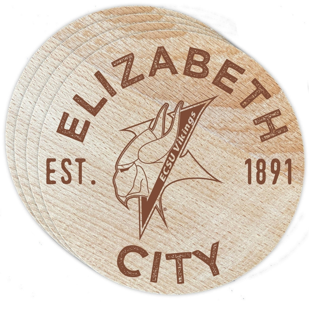 Elizabeth City State University Officially Licensed Wood Coasters (4-Pack) - Laser Engraved Never Fade Design Image 1