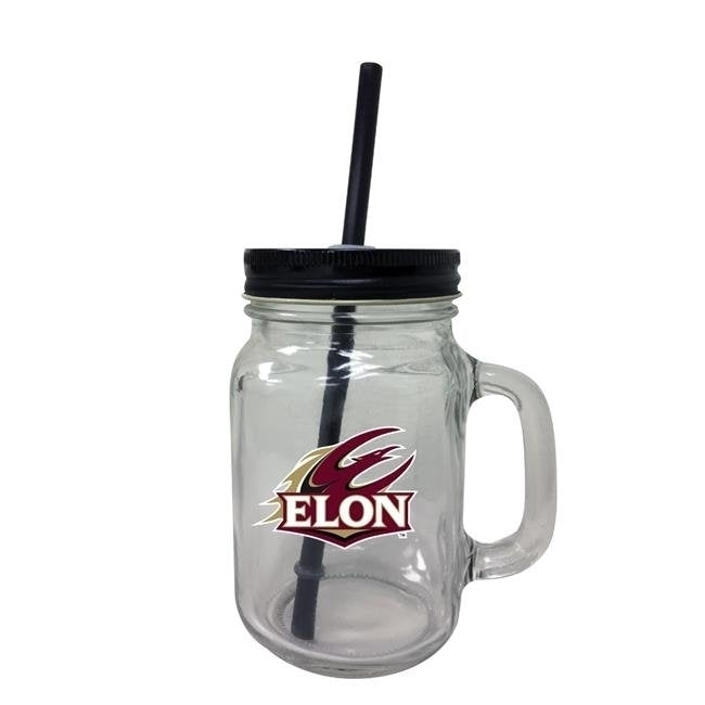 Elon University Mason Jar Glass Image 1