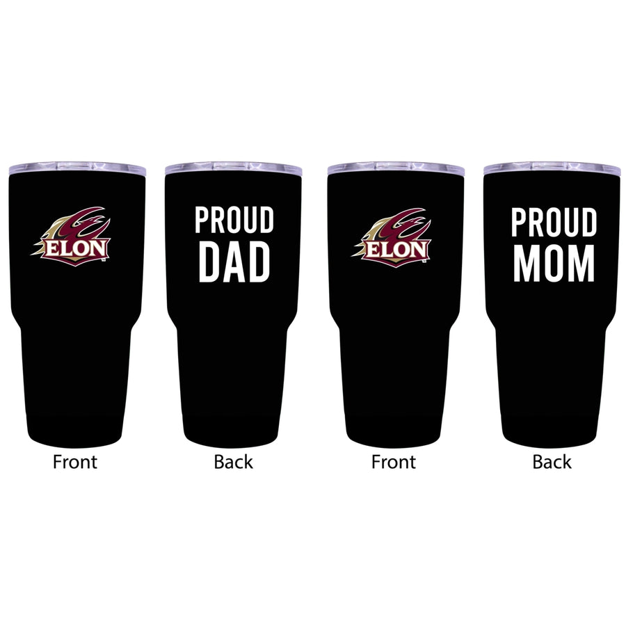 Elon University Proud Parent 24 oz Insulated Tumblers Set - Black Mom and Dad Edition Image 1