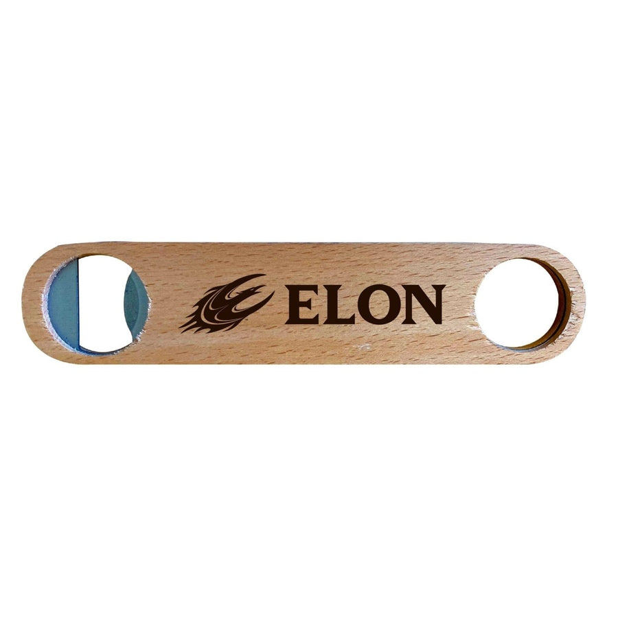 Elon University NCAA Elegant Laser-Etched Wooden Bottle Opener - Collegiate Bar Accessory Image 1