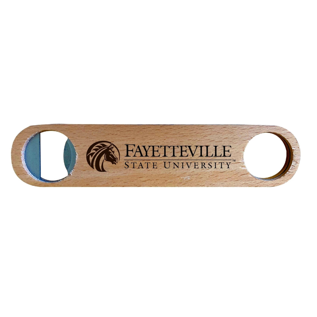 Fayetteville State University NCAA Elegant Laser-Etched Wooden Bottle Opener - Collegiate Bar Accessory Image 1