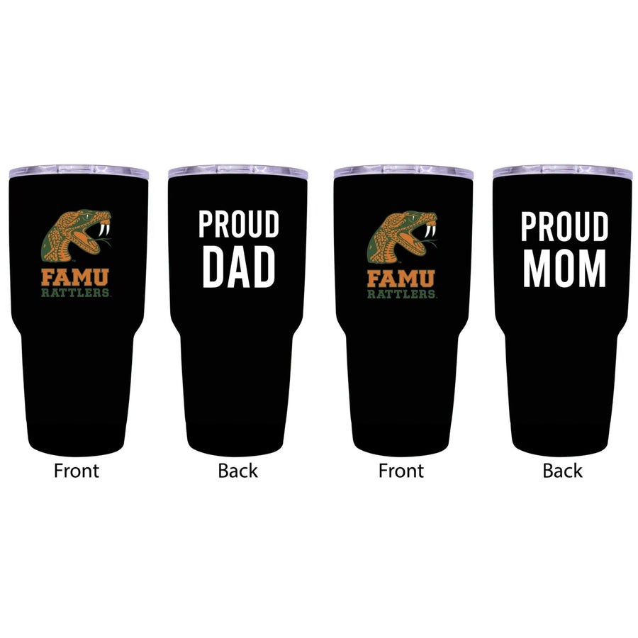 Florida AandM Rattlers Proud Parent 24 oz Insulated Tumblers Set - Black Mom and Dad Edition Image 1