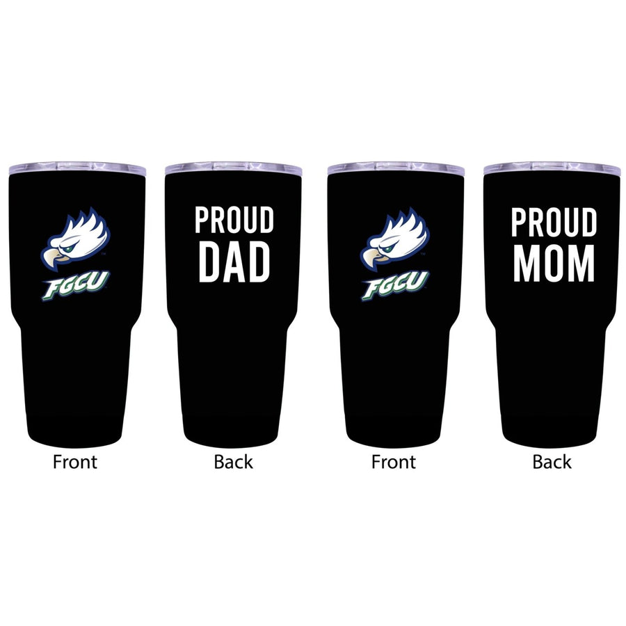 Florida Gulf Coast Eagles Proud Parent 24 oz Insulated Tumblers Set - Black Mom and Dad Edition Image 1