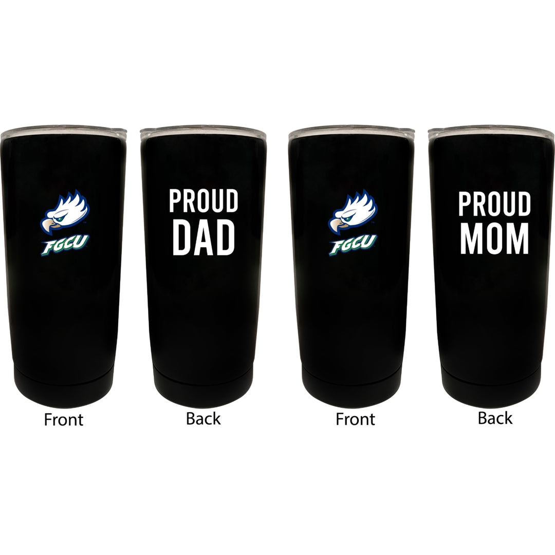 Florida Gulf Coast Eagles NCAA Insulated Tumbler - 16oz Stainless Steel Travel Mug Proud Mom and Dad Design Black Image 1