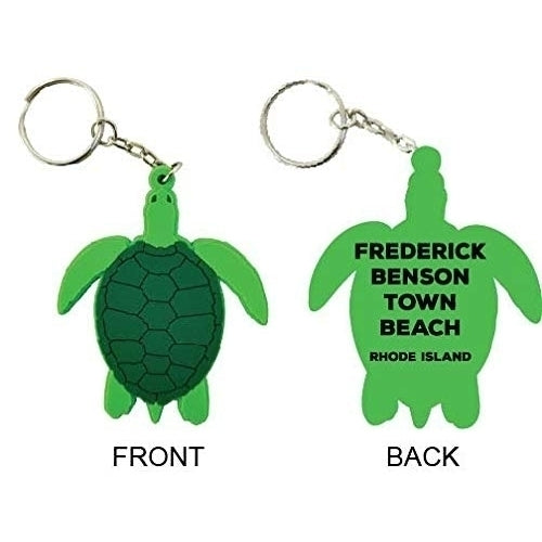 Frederick Benson Town Beach Rhode Island Souvenir Green Turtle Keychain Image 1