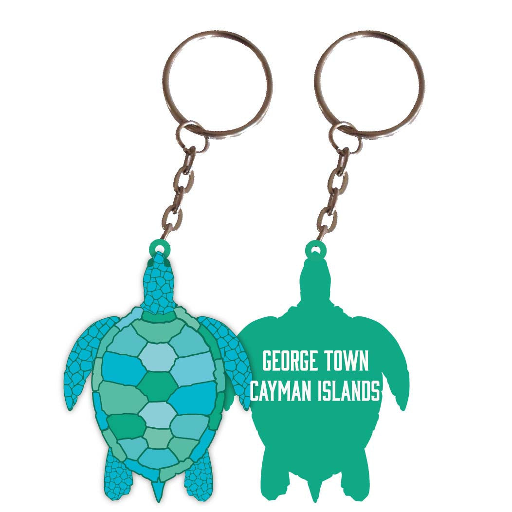 George Town Cayman Islands Turtle Metal Keychain Image 1